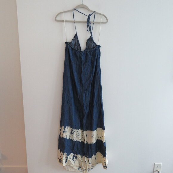 YOUNG FABULOUS & BROKE Denim Tie Dye Maxi Halter Dress Grunge Y2K - Size S - Picture 9 of 12